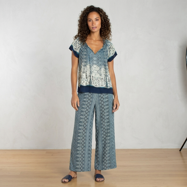 WOVEN TOP WITH FRONT TIE