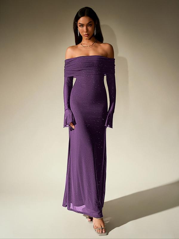 THEA™ - Off The Shoulder Ruched Sequin Bodycon Dress for Parties