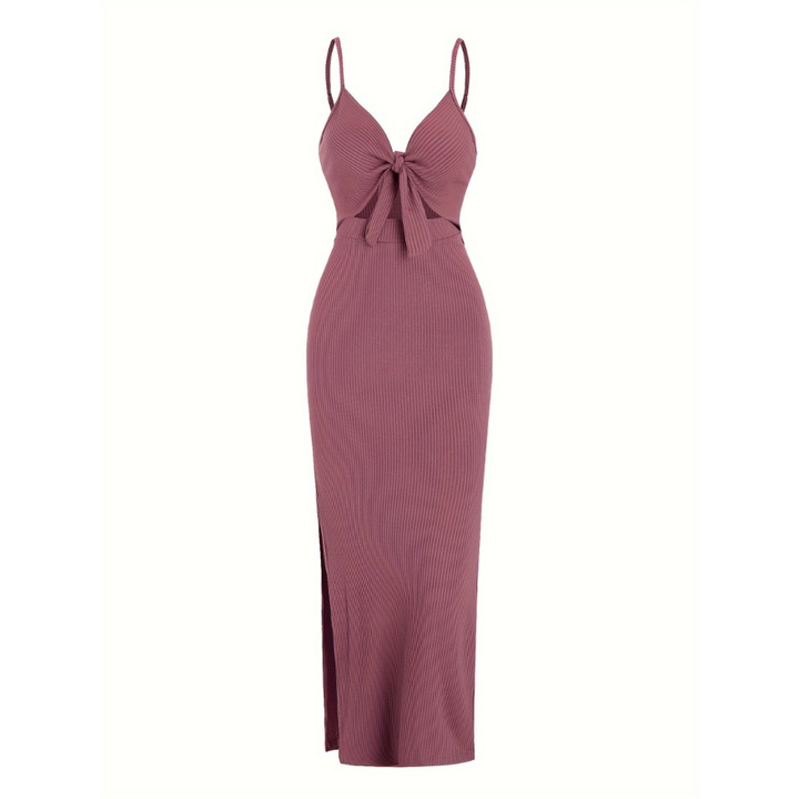 CLARIZA™ – Timeless Backless Knot Front Dress