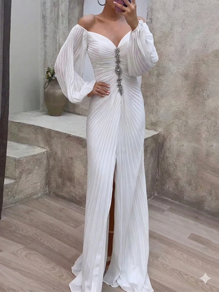 Elegant Dress with V-Neck