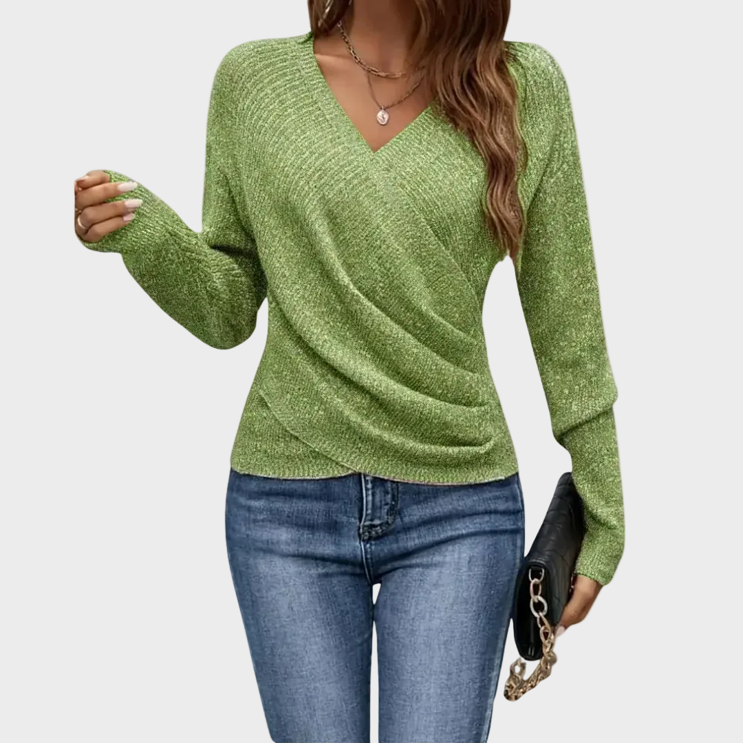 Seravielle | Elegant Wrap V-neck Top