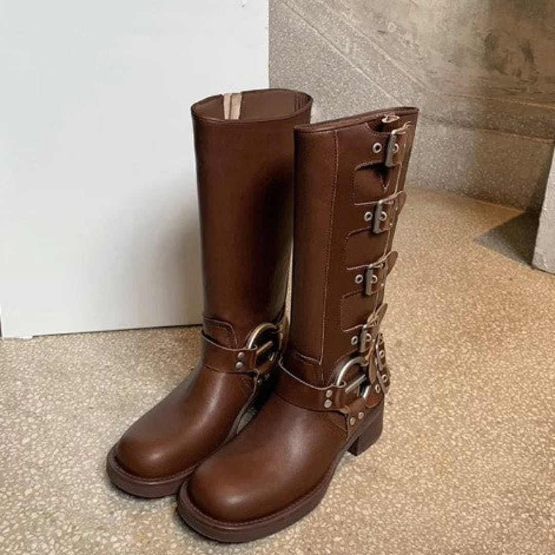 POTENCIANA™ – Classic Buckled Ankle Motorcycle Boots