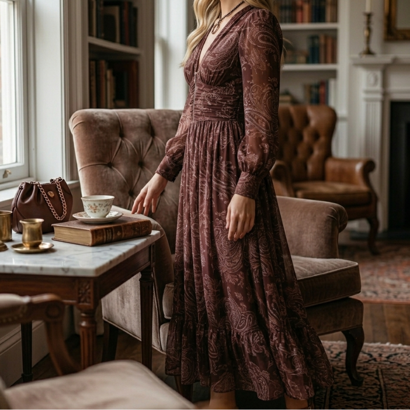 Amelia™ Paisley Zip Maxi Dress