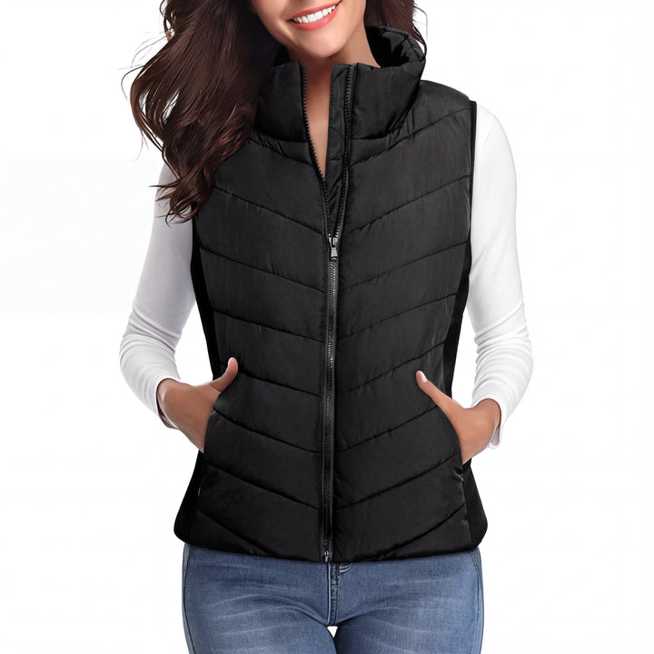 SHARON™ – Sleeveless Zip-Up Quilted Puffer Vest